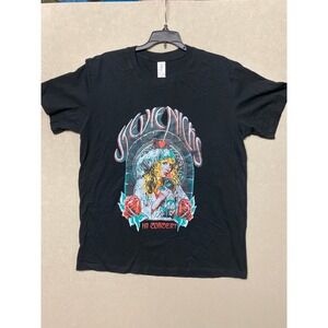 GANMIA Stevie Nicks In Concert Graphic Tee Black Cotton Short Sleeve Shirt L